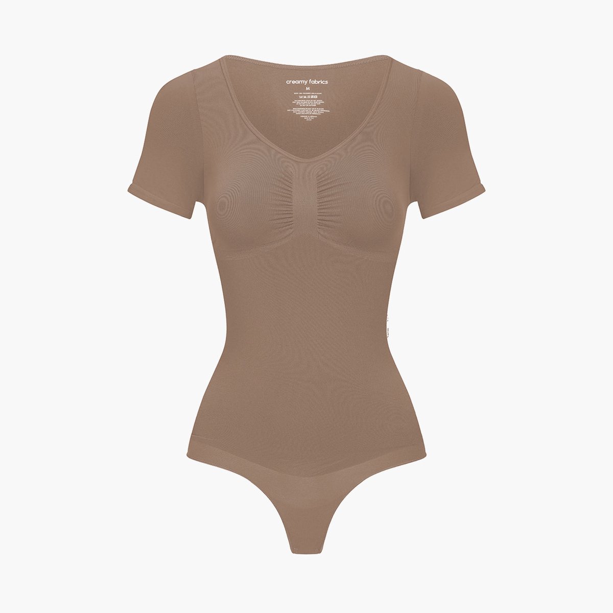 cfab T-shirt bodysuit met corrigerende werking en koordjes - Caramel - 5XL - Corrigerende Body - Naadlos - corrigerend ondergoed dames