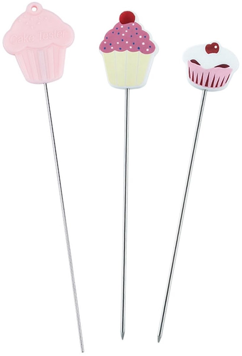 SMOAKEZ- Taarttester 3 Stuks - Taartspiesen - Testnaalden - Herbruikbaar Roestvrij Staal - Bakaccessoires - 19,5 cm / 18,5 cm / 16 cm - Taartspies