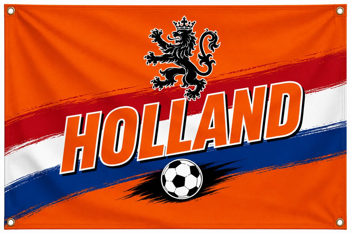Oranje Vlag leeuw met Nederlandse vlag | WK 2026 voetbal Holland | 90 x 60 cm