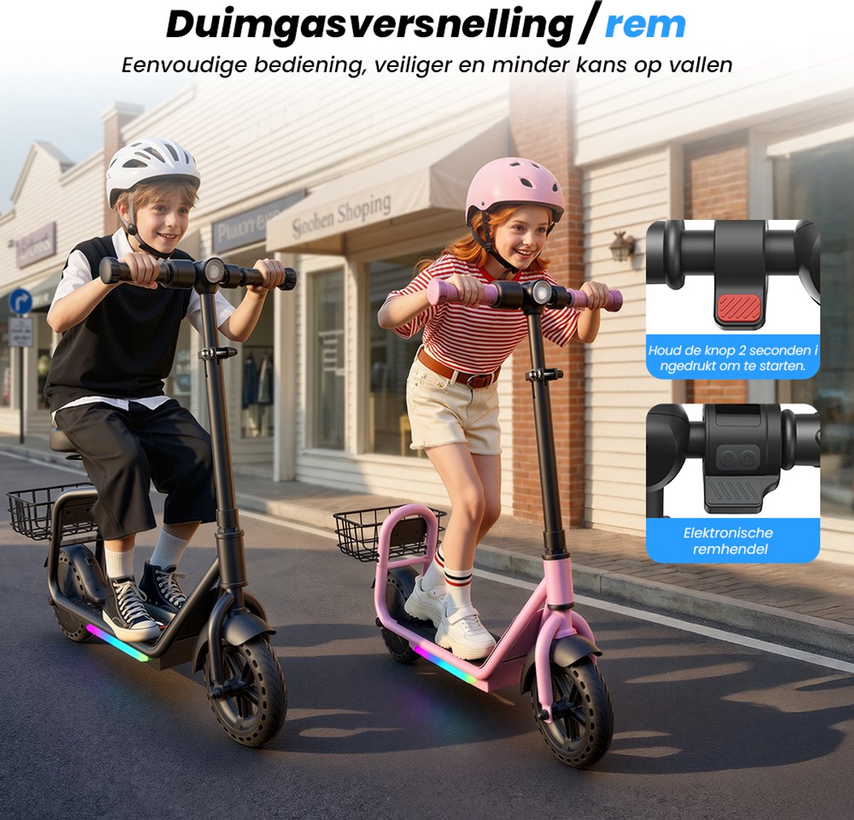 iScooter iK7 Elektrische Step Kinderen - 2‑in‑1 - 8 tot 14 jaar - App - Bluetooth muziek - RGB verlichting - 250W - 10/15/20 km/u - Bereik 15 km - 8,5" Wielen - Zwart thumbnail 5
