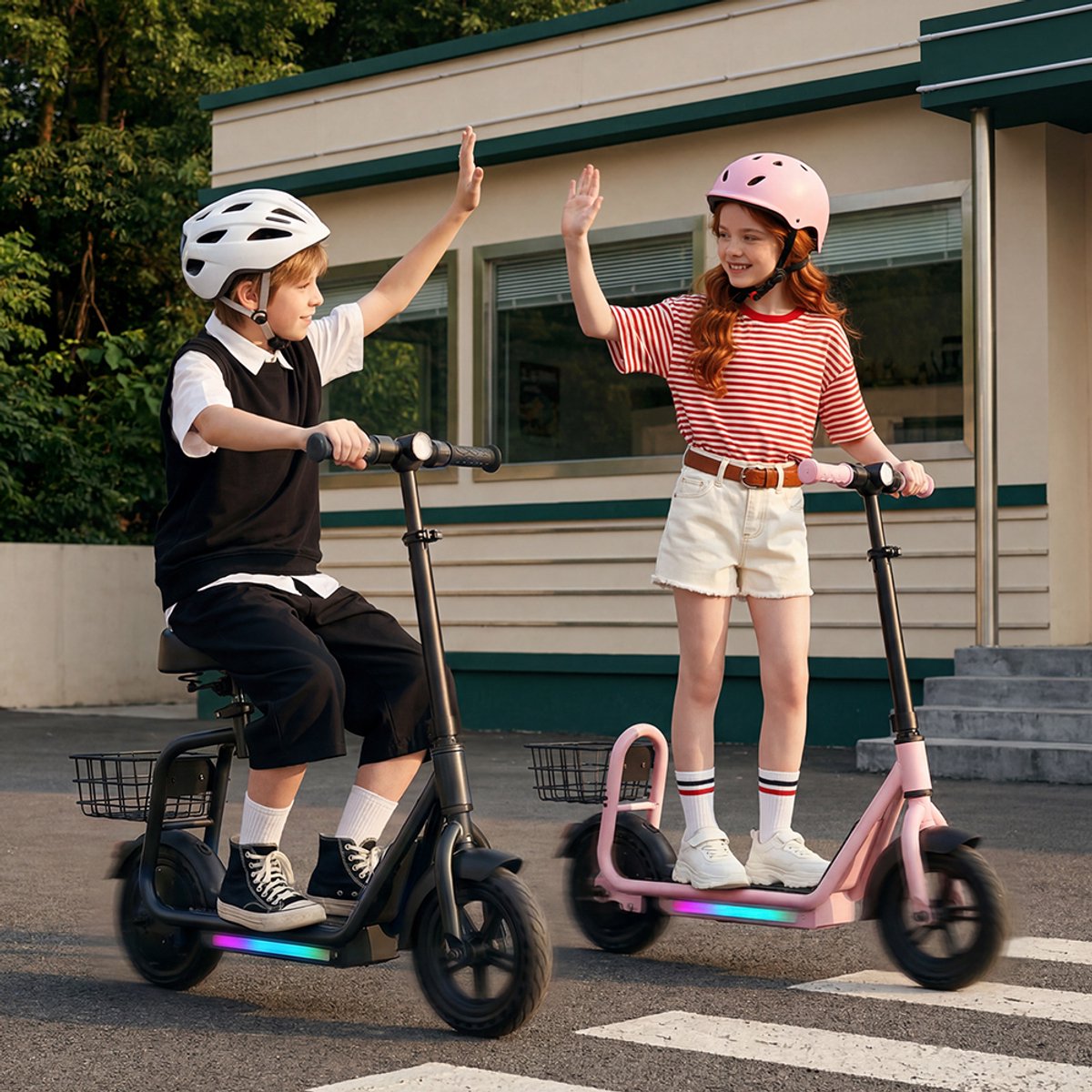 iScooter iK7 Elektrische Step Kinderen - 2‑in‑1 - 8 tot 14 jaar - App - Bluetooth muziek - RGB verlichting - 250W - 10/15/20 km/u - Bereik 15 km - 8,5" Wielen - Zwart thumbnail 2