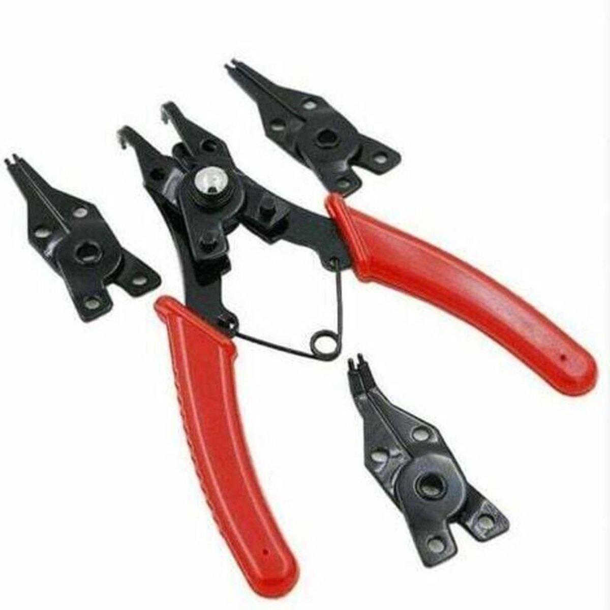 – 4-in-1 verwisselbare borgringtang – Koolstofstaal – 3 buigingen – 12,7 cm lengte – Geschikt voor borgringen van 10-15 mm
