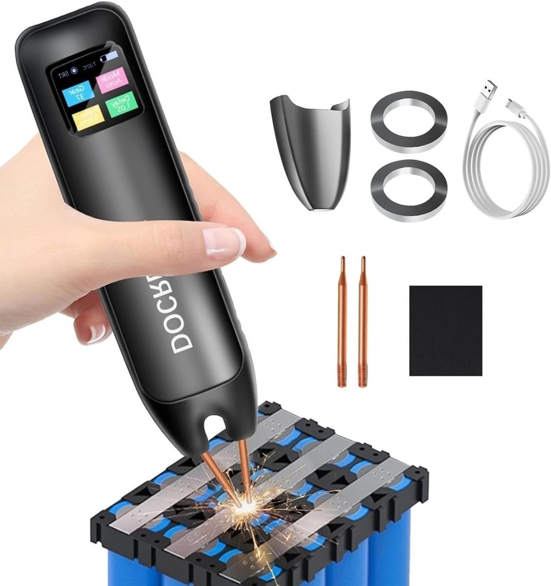 Krachtige Mini Puntlasmachine voor Batterijen met 2200mAh, 99 Snelheden en LCD Kleurscherm voor Nickel Platen en RVS