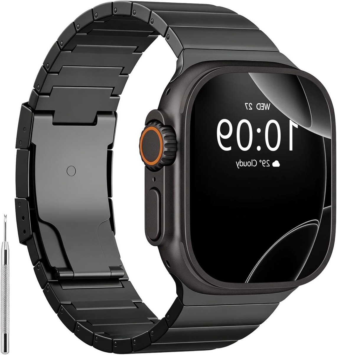 Verstelbare Titanium Horlogeband voor Apple Watch Ultra 49mm, Premium Vervangband voor Mannen, Duurzaam en Stijlvol Design