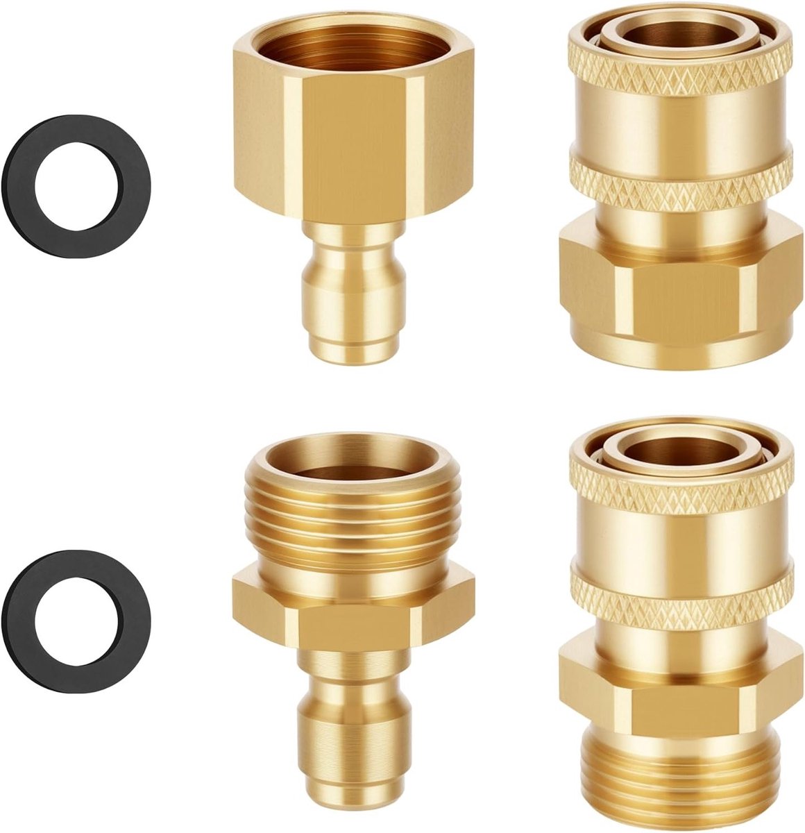 SnelShoppen - 4 Stuks Hoge Druk Waterpomp Adapter Set M22-14mm naar 1/4 Inch Snelle Aansluitingen voor Hogedrukspuiten tot 5000 PSI