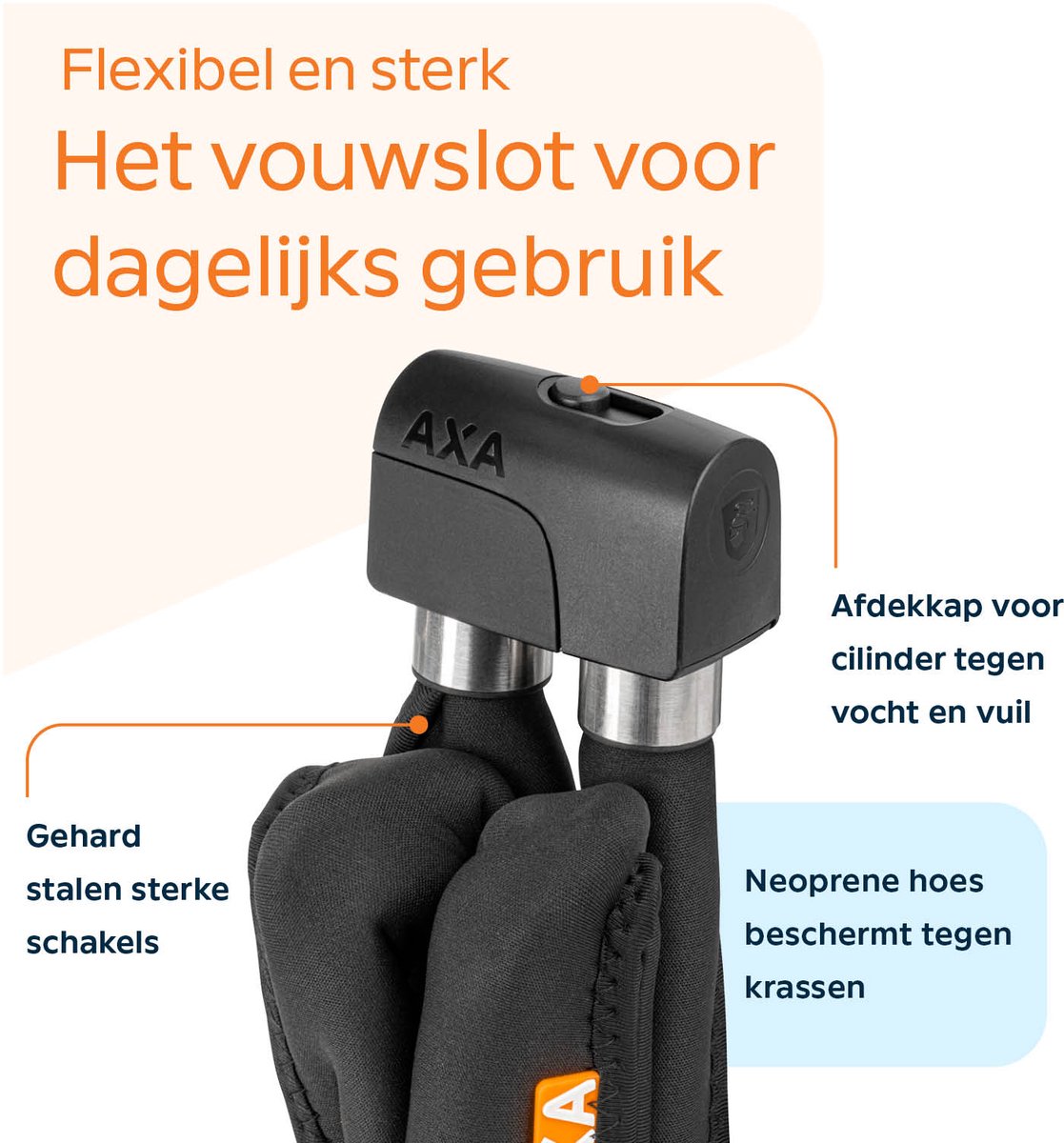 AXA Foldable 10-105 ART 2 Vouwslot – Fietsslot met keurmerk – Sterk slot voor elektrische fiets, fatbike en bakfiets – Inclusief houder en Sleutelservice – 105 cm – foto 5