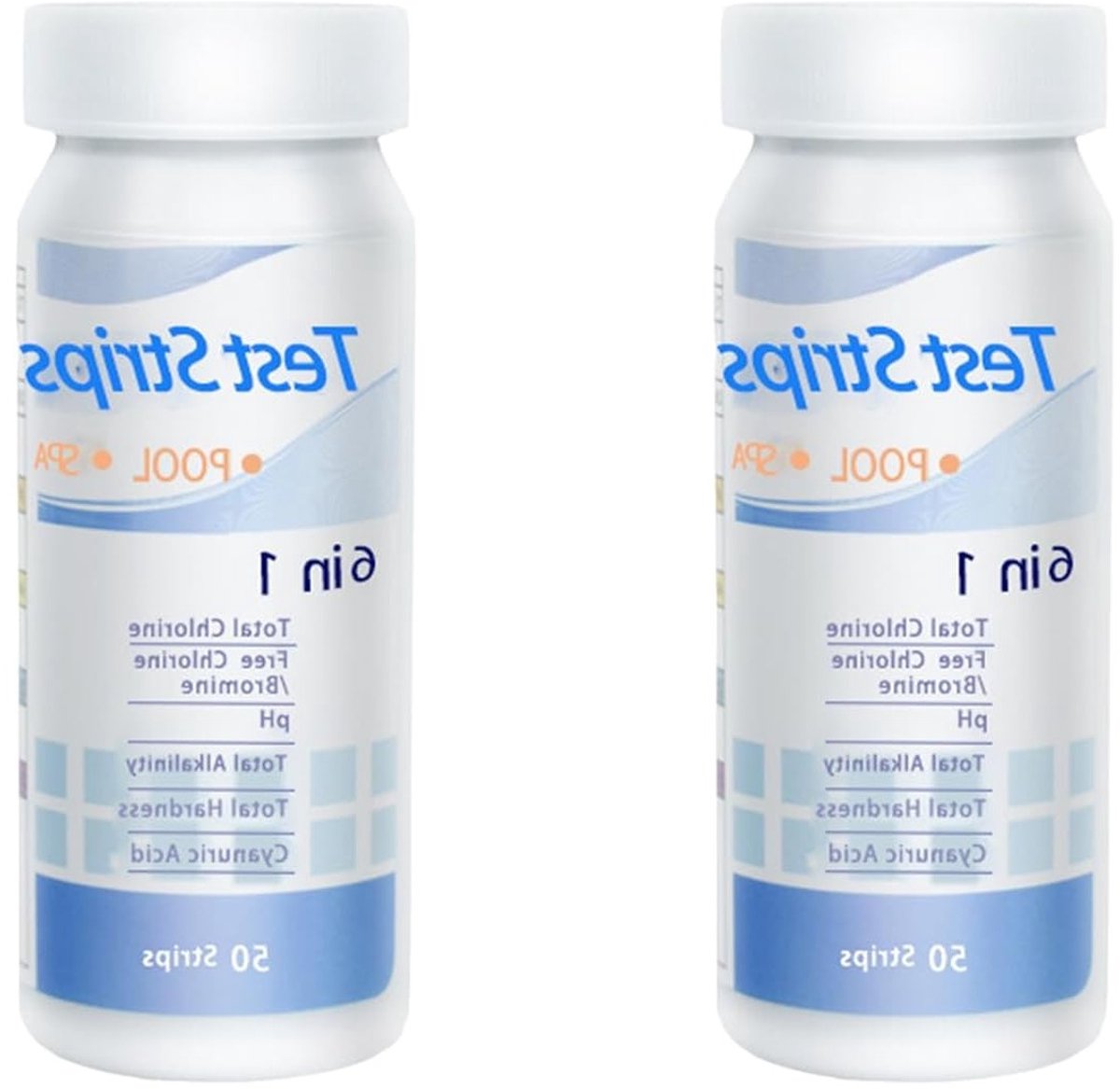 PH Test Strips voor Zwembaden en Aquaria - 100 Stuks, 6-in-1 Waterkwaliteitsmeting, pH en Chloor Testen, Waterhardheid Controleren