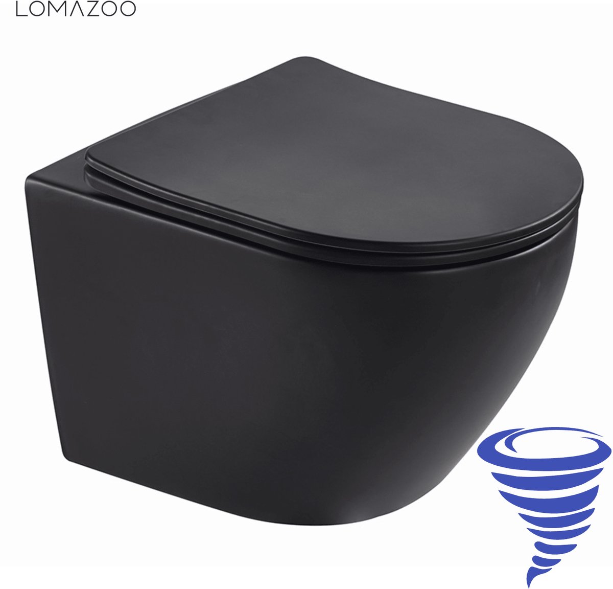 LOMAZOO LINEA Hangend Toilet - Zwart - Rond