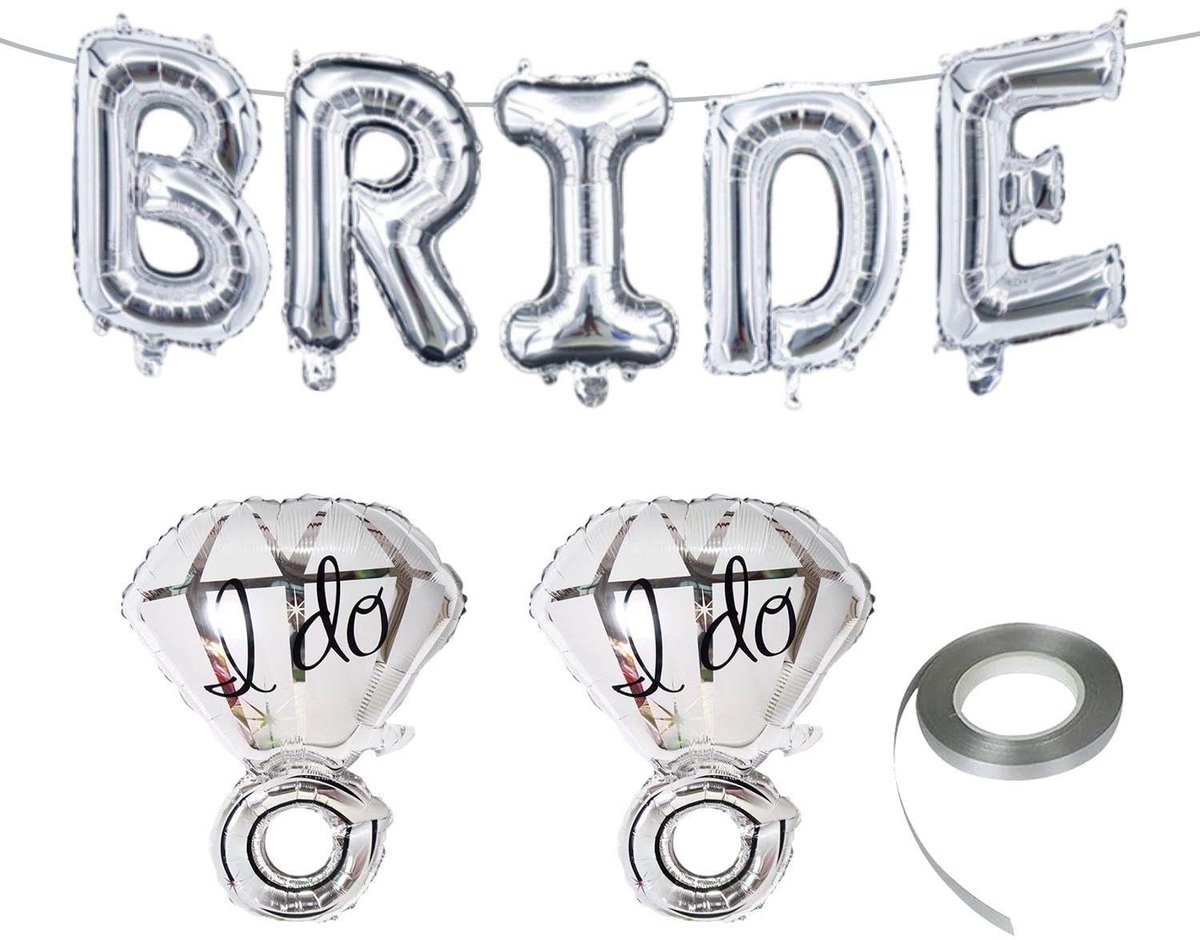 Dailygoods- Letterballonnen 16 Inch - Bruidsballonnen - Verlovingsfeestdecoraties - Aluminiumfolie - Duurzaam - 2 Stuks Diamanten Ringen - Feestballonnen