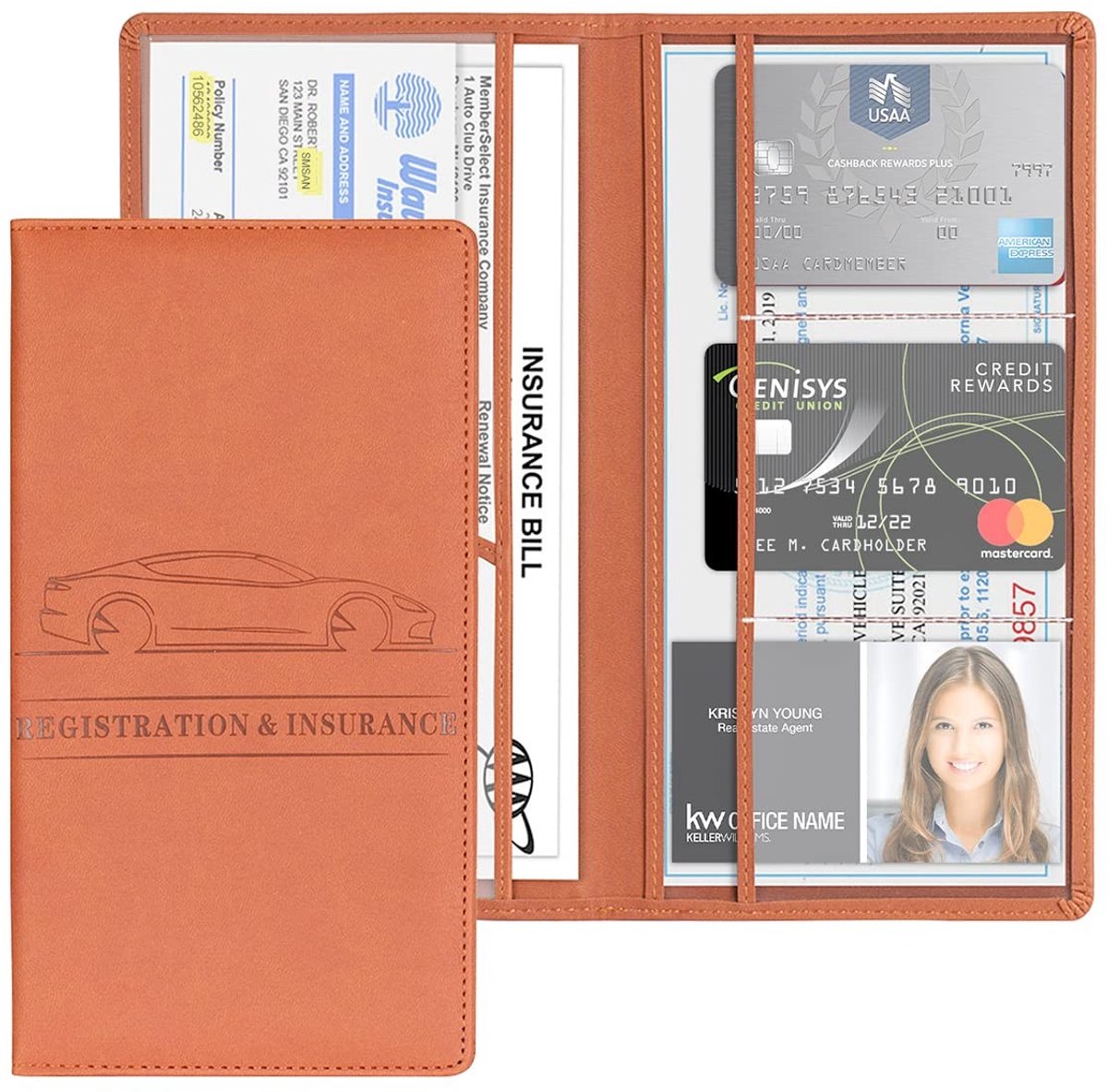 Dailygoods- Handschoenenvakje Organisator - Documenthouder A4 - PU Leer - Auto Tas voor Documenten - Compact en Duurzaam - Zwart/Bruin