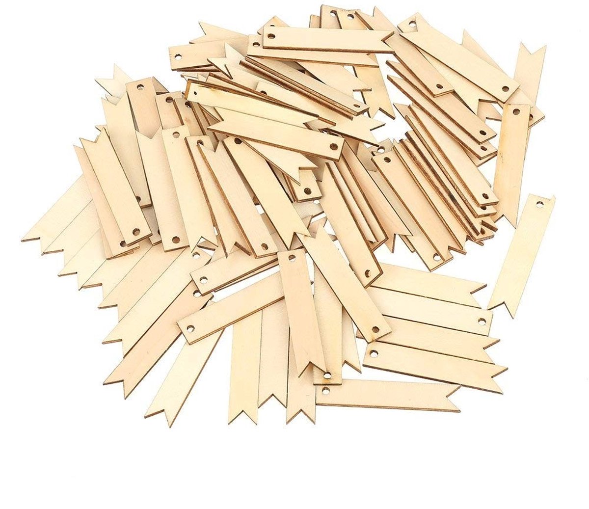 Dailygoods- Houten Tags 100 Stuks - Natuurlijke Labels - Hangende Decoratie - Wijnetiketten - Cadeaulabels - Milieuvriendelijk Hout - Decoratielabels