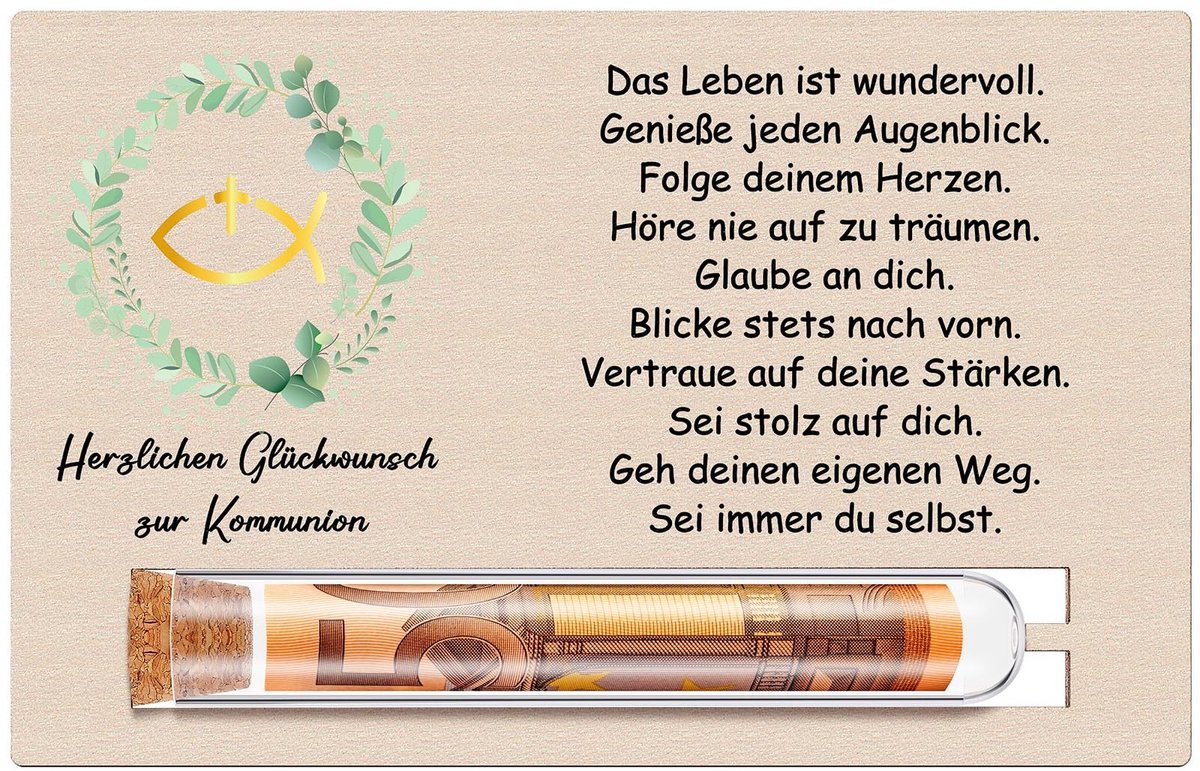Dailygoods- Geldcadeau voor communie - Cadeauset voor vormsel - Geldgeschenk voor kinderen - Tafeldecoratie - Gastenboek - Houten en kunststof.