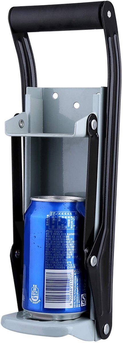 Dailygoods- Blikpers Muurmontage - Blikjespers - Flessenpers tot 2.5 liter - Recyclinggereedschap - Handvat voor comfortabel gebruik - Geschikt voor 16 oz blikjes