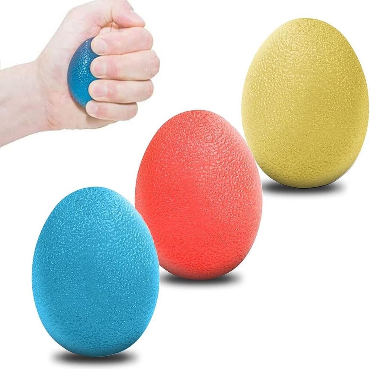 Eivormige Vingerballen, Handtrainer en Vingertool, Set van 3 Ballen voor Handtherapie, Versterking van Handen en Vingers, Vermindering van Gewrichtspijn en Stress