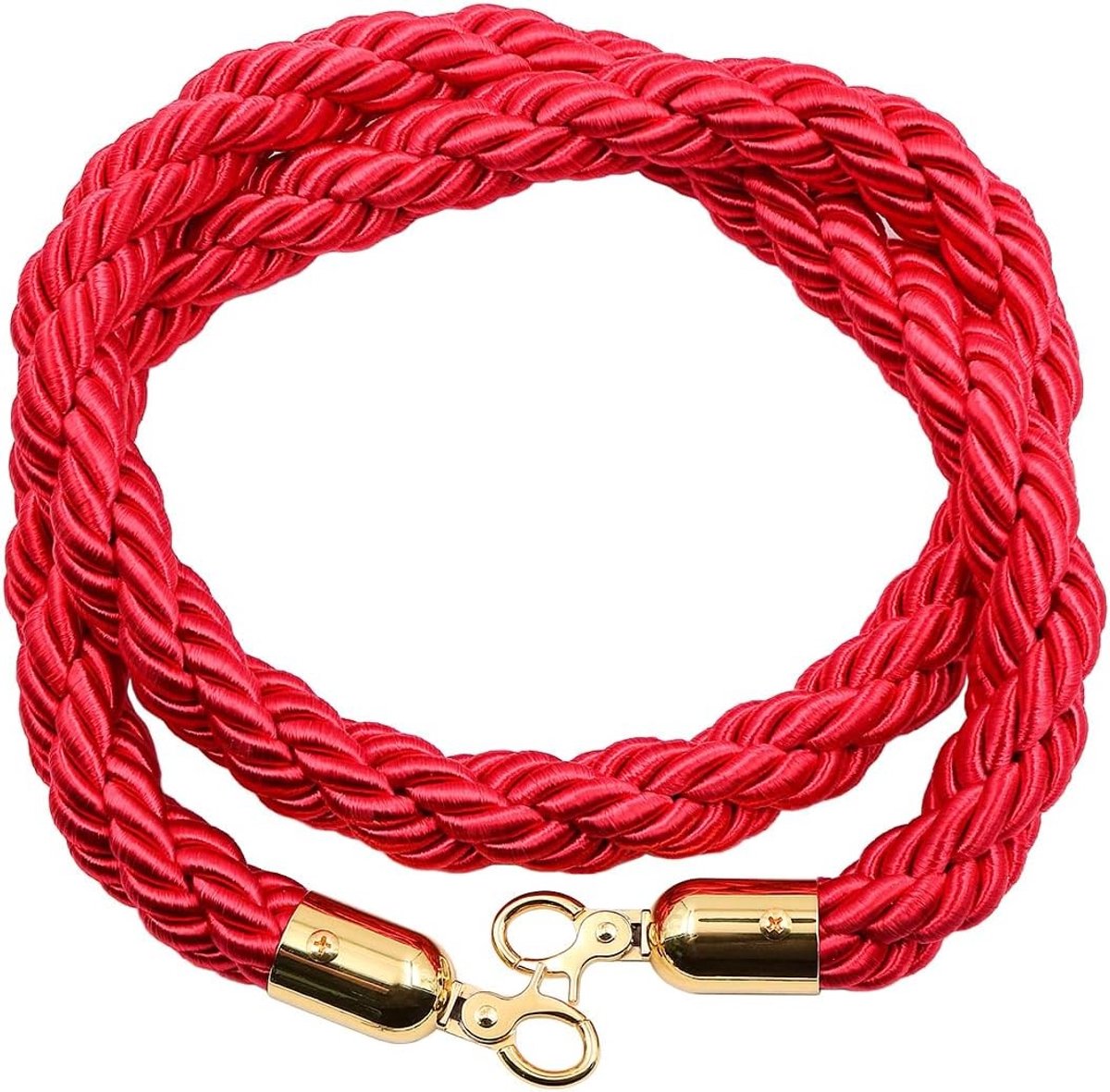 EGoods - Crowd Control Wachtrij Touwverdeler 1,5m Rood Gedraaid Barrièretouw Gouden Haak