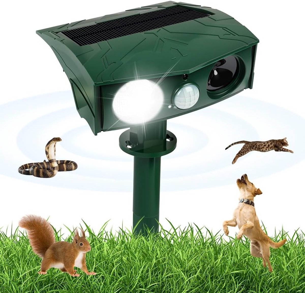 Ultrasone Kat Afschrikker met Beweging Detector en Solar Energie, Effectief Tegen Vogels en Katten in de Tuin