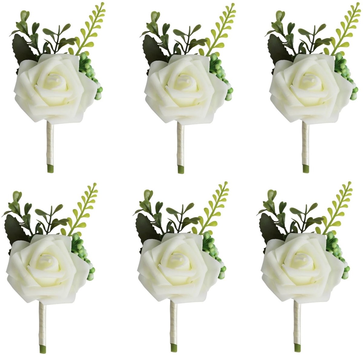 Dailygoods- Corsages 6 Stuks - Bruiloft Bloem - Bruidsmeisjes - Bruidegom - Getuigen - Gas