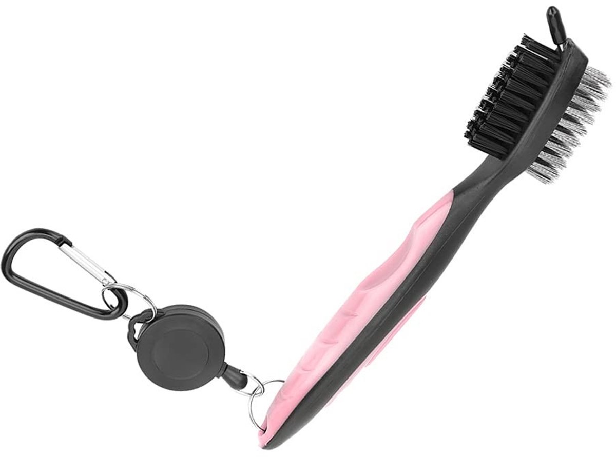 Dailygoods - Golf Club Reinigingsborstel - Multifunctionele Borstel - Nylon en staal - Rosa - Reinigingsgereedschap - Geschikt voor clubs en schoenen...