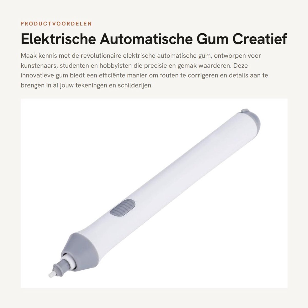 Dailygoods - Elektrische Automatische Gum - Creatief Tekenen - Batterijgevoed - Wit - 22 Gumvullingen - Perfect Voor Kunstenaars - Inclusief Navullingen