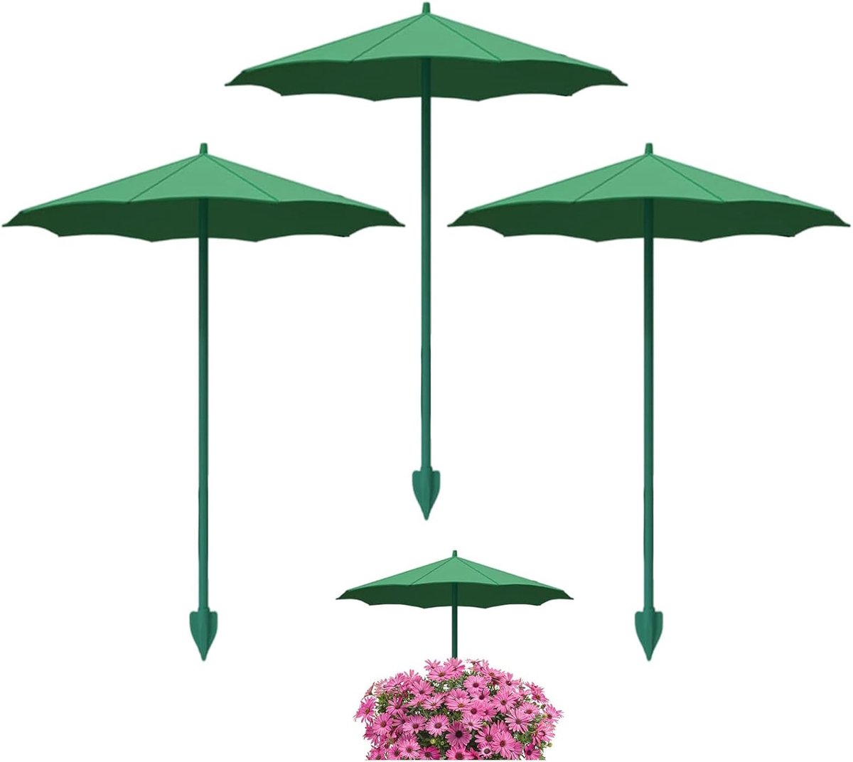 Planten Parasol Set - Bloempot Parasol - 3 stuks - UV Bescherming - 34 cm - Voor Planten en Zaailingen - Groen