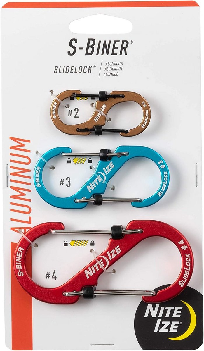 Dubbele Carabiner - S-Haken Set - Organiseren van Spullen - Vergrendelbare Schuifsloten - 3 Stuks - Assorti