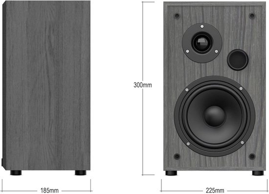 Hifi Luidsprekers - Boekenplank Model - Muziek Luisteren - Spiegelreflex Technologie - 100 Watt - Grijs — afbeelding 5