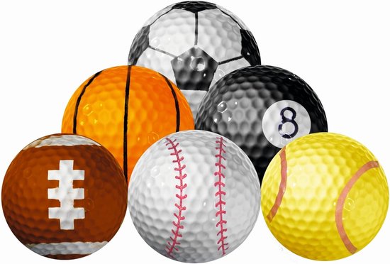 Golfballen set - Sport ballen - Cadeau geven - Verschillende sport designs - 6 stuks - Meerkleurig — afbeelding 3