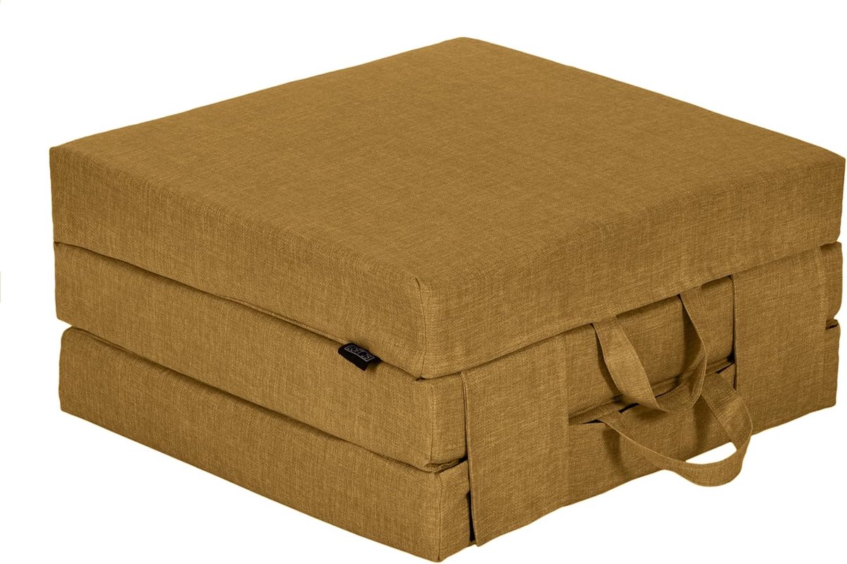 Opvouwbaar Z-bed - Slaapbank Gastenbed - Logeerpartijtjes Kinderen - Dubbel Gestikt - 60 x 180 cm - Mosterd