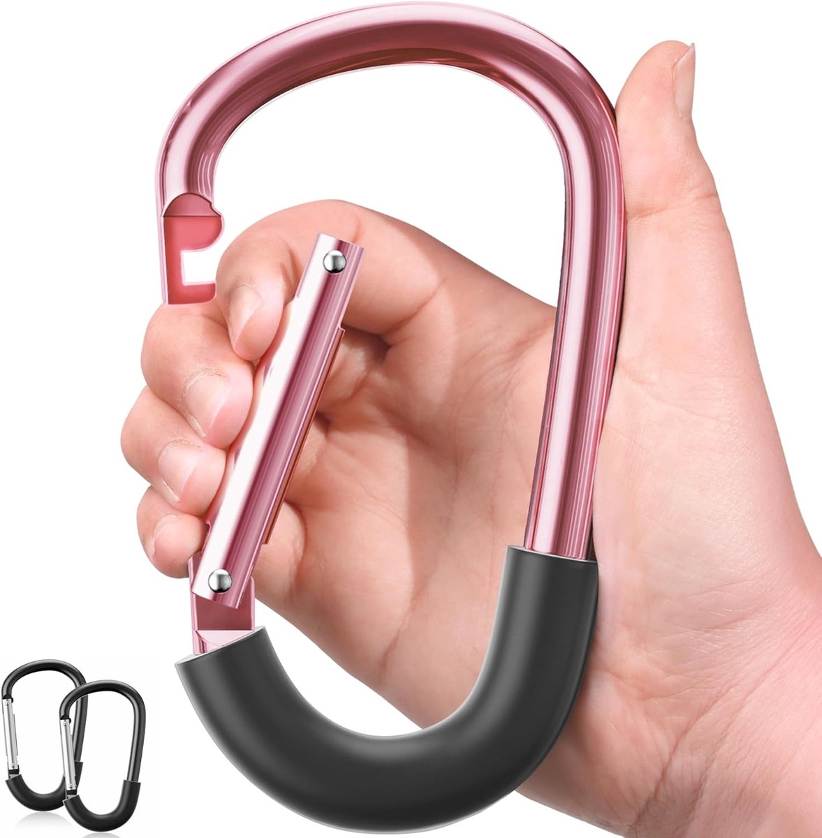 Kinderwagen Haken - Draagtassen Clips - Winkelen en Reizen - Hoge Aluminium Kwaliteit - 2 Stuks - Volledig Roze