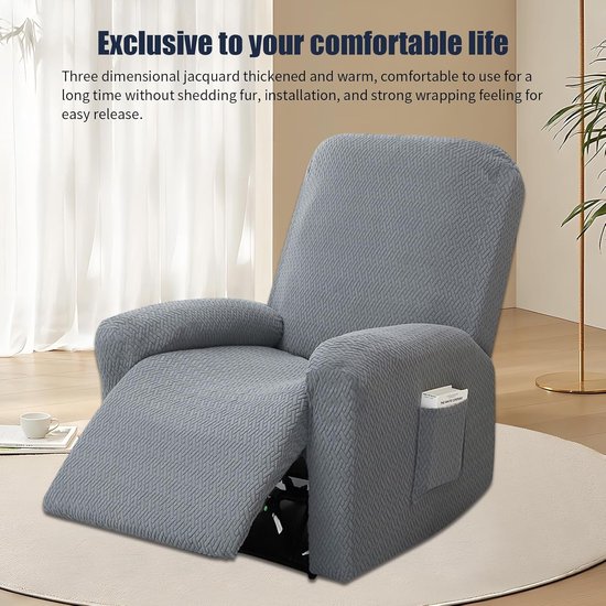 Relaxstoelhoes - Stoelbeschermer - Meubels Beschermen - Stretch Pasvorm - Universele Maat - Lichtgrijs — afbeelding 3