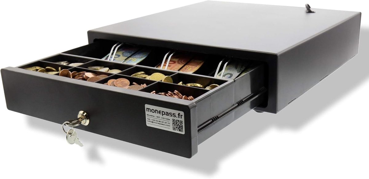 Automatische Kassalade - Geldlade - Contant Geld Beheren - Elektrische Opening - 335 cm Breed - Zwart