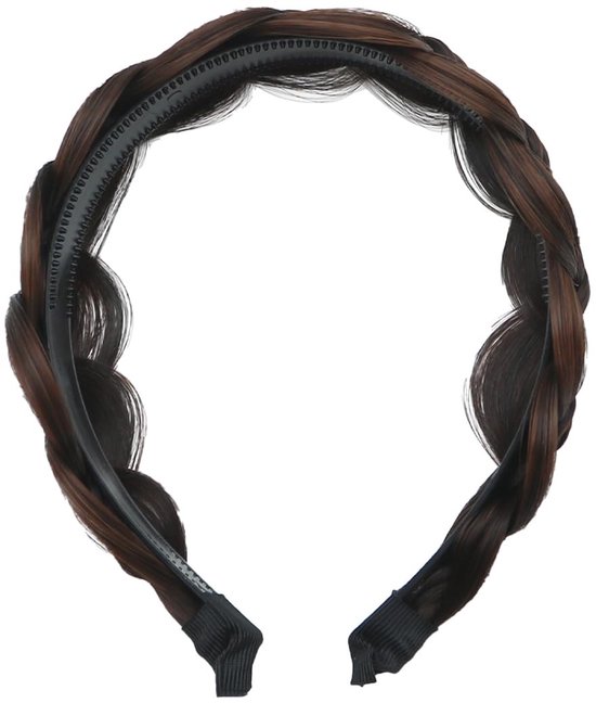 Dailygoods- Gevlochten Hoofdband - Brede Haarband - Kunststof/Hars - Voor Meisjes/Vrouwen - Natuurlijke Look - Comfortabele Pasvorm