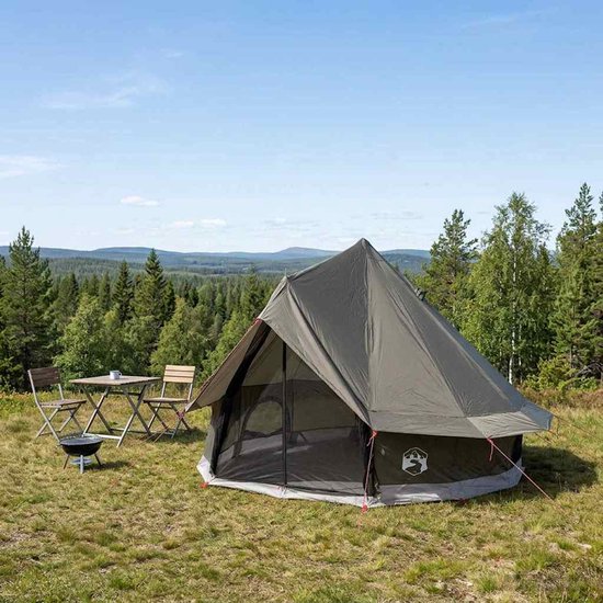 vidaXL - Tipi - Tent - met - dak - Bruin - Grijs - 250 - x - 250 - cm - Polyester - en - Staal van Vidaxl — afbeelding 3