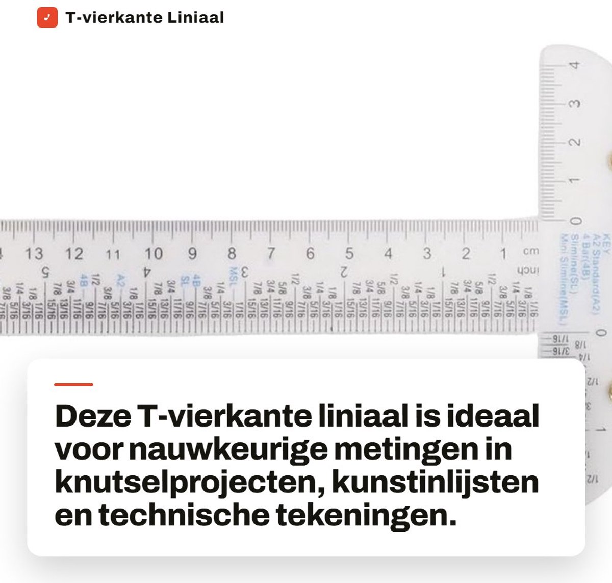 Dailygoods- T-liniaal 24-inch - Transparant Acryl - Dubbele Schaalmetingen - Nauwkeurige Uitlijning - Ideaal voor Knutselen - Lichtdoorlatend Materiaal - Meetlat