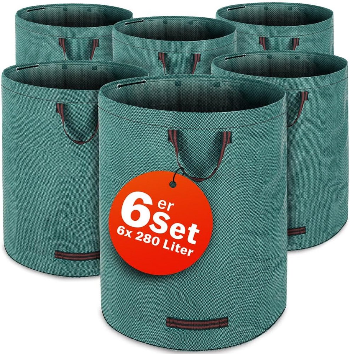 Tuinzakken - Afvalzakken - Groenafval Verwerken - Met Stabilisatie Ring - 6x 280 Liter - Groen