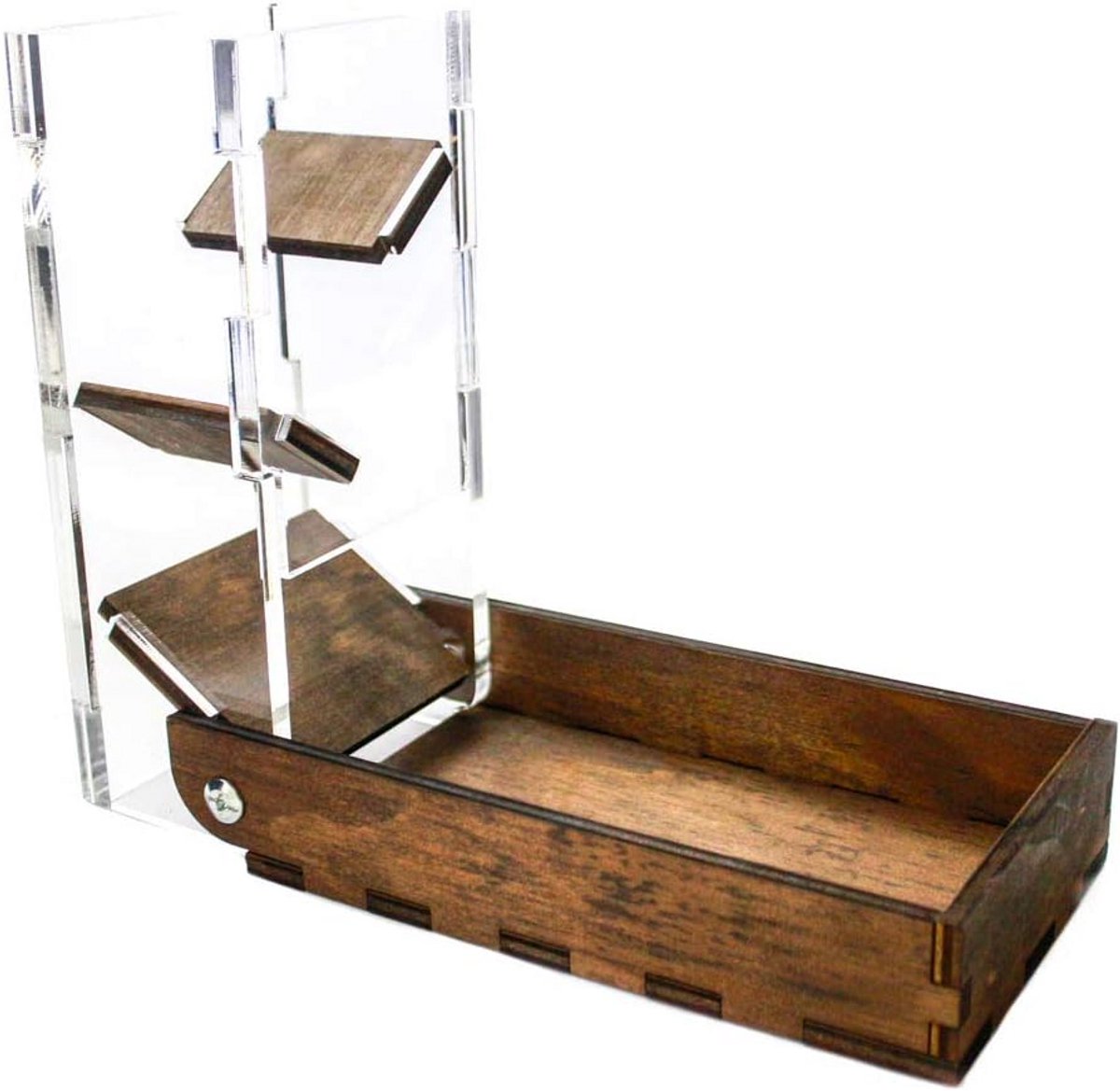 Dobbeltoren - Dobbelspel Accessoire - Onderweg Gamen - Inklapbaar Dienblad - 7.6 x 6.4 x 16.5 cm - Walnoot