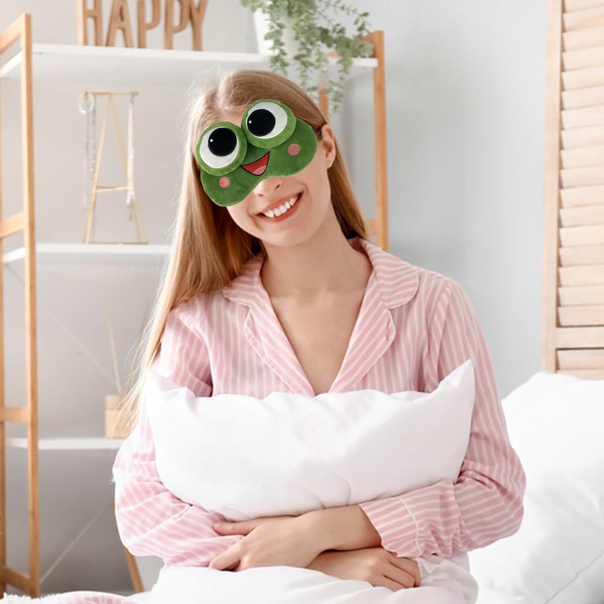 Kikker slaapmasker - Grappig oogmasker - Rustig slapen - Verstelbare band - 145 cm - Groen