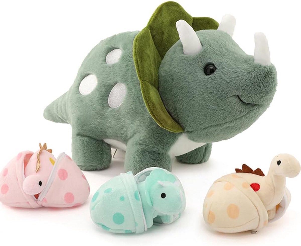 Dinosaurus Pluche - Knuffel Dinosaurus - Cadeau Idee - 4-in-1 Speelgoed - 45 cm - Groen