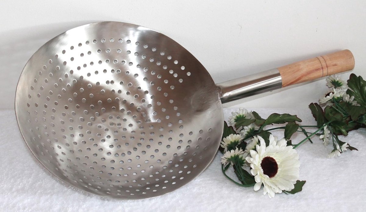 Wokzeef Roestvrij Staal - Schepzeef Keuken - Grote Porties Bereiden - Professioneel Werkapparaat - 60 cm Lengte - Zilver
