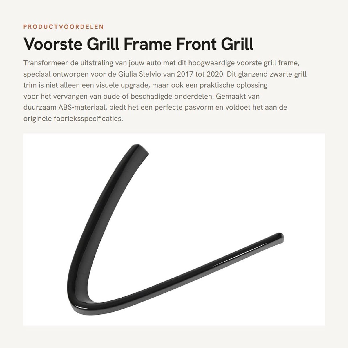 Dailygoods- Grill Frame Glanzend Zwart - Voorbumper Trim - Krasbestendig - Compatibel met Giulia/Stelvio 2017-2020 - ABS - Vervangend Accessoire - Voorgrill