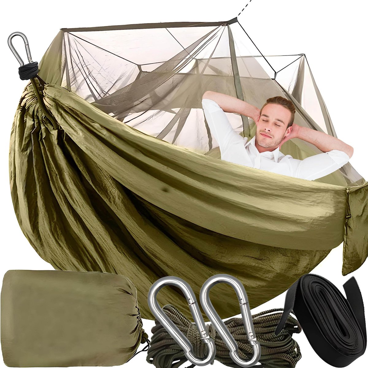 Dailygoods- Campinghangmat Ultralicht - Muggennet - Nylon - 260 x 140 cm - Ademend - Voor Trekking/Backpacking - Reishangmat