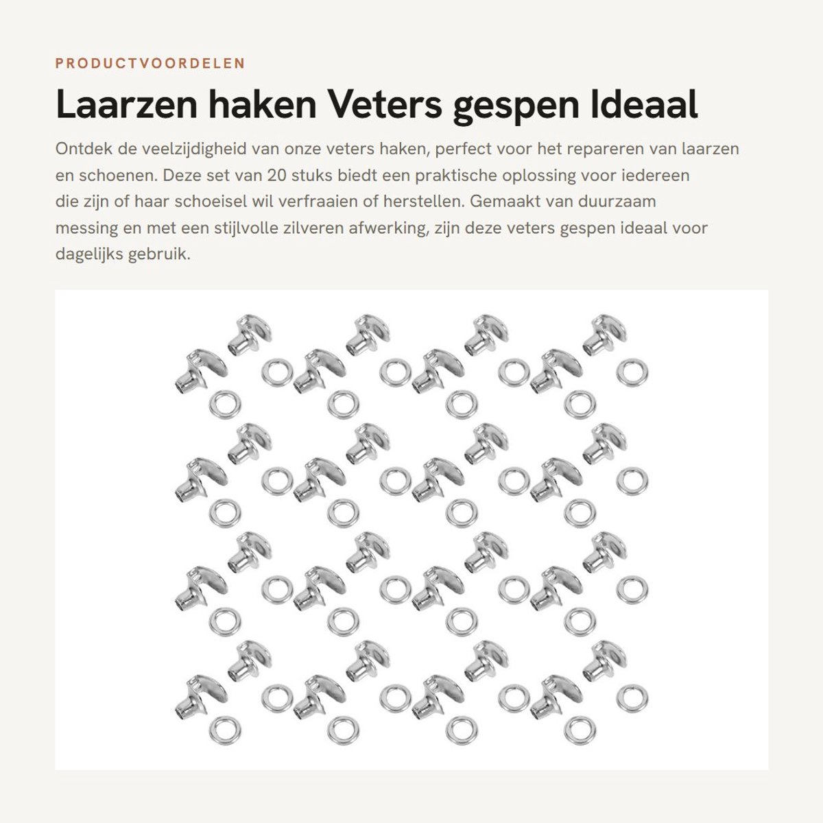 Dailygoods- Veters Gespen 20 Stuks - Messing Haken - Laarzen Haken - Schoenen Reparatie - Klinknagels - Duurzaam Materiaal - Schoenaccessoires