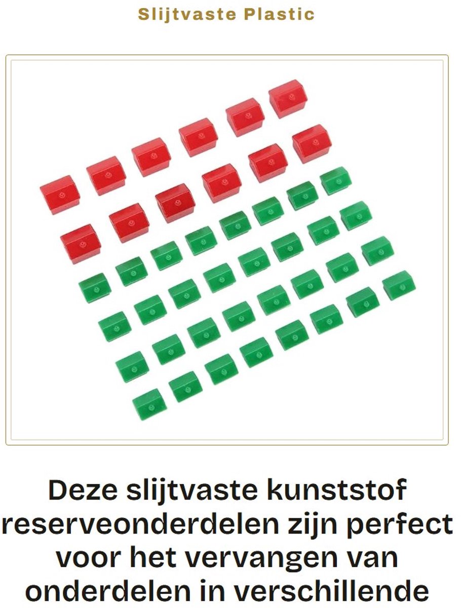 Dailygoods- Hotelreserveonderdelen Slijtvaste Kunststof - 12 Rode Huizen - 32 Groene Huizen - Lichtgewicht - Valbestendig - Verhoogt Spelplezier - Spelonderdelen