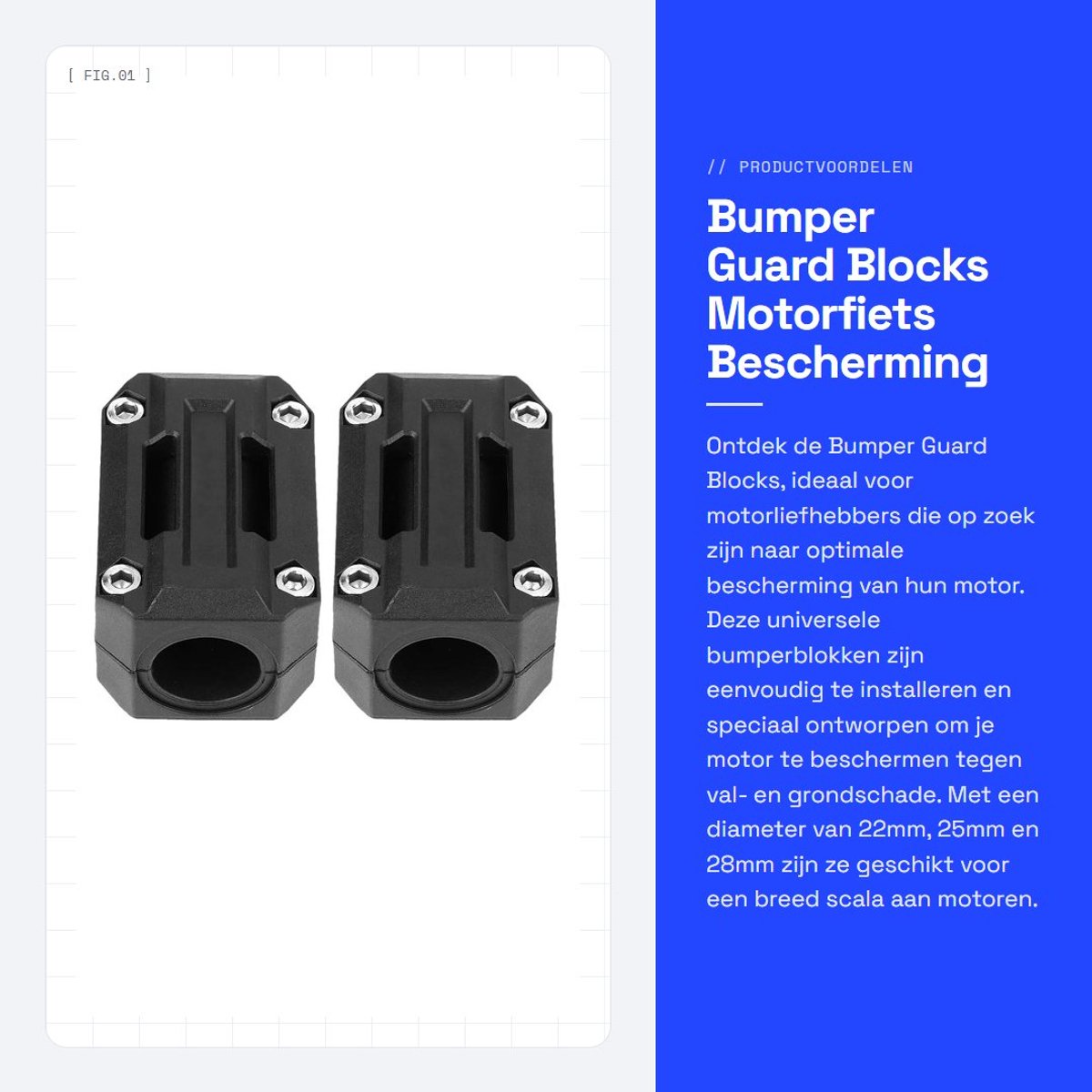 Dailygoods- Bumper Block - 1 Paar - Motorfiets Motorblok Bescherming - Universele Bumper Bescherming - Eenvoudig te Installeren - ABS Materiaal - Motorfietsbeschermer