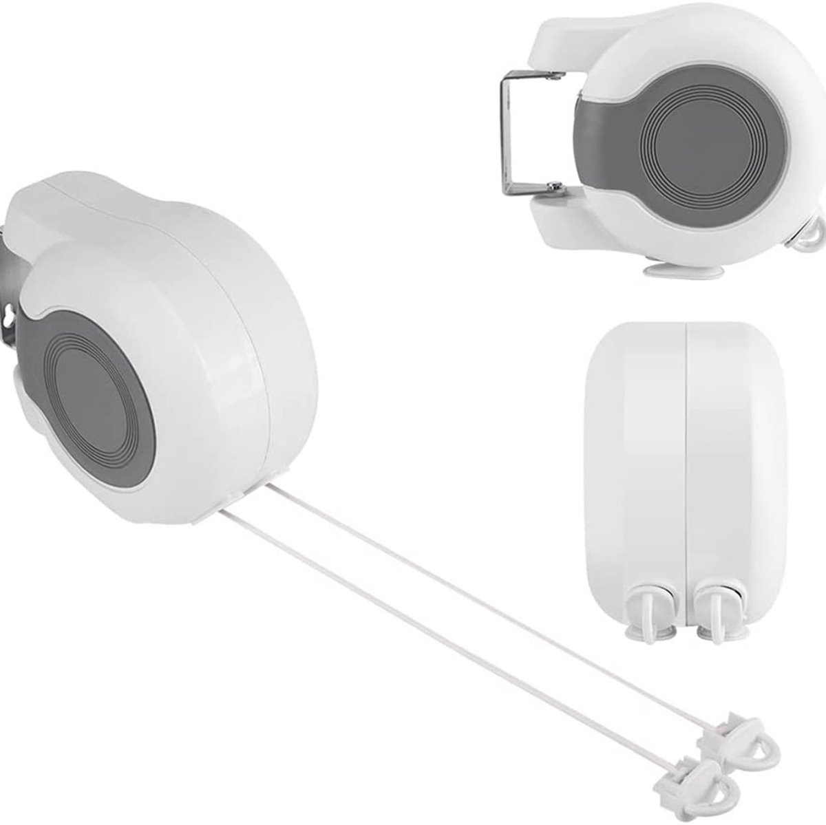 Dailygoods - Intrekbare Waslijn - Kledinglijn voor Binnen en Buiten - Ruimtebesparend Ontwerp - Wit - Drooglijn voor Balkon en Tuin - Geschikt voor Kl...