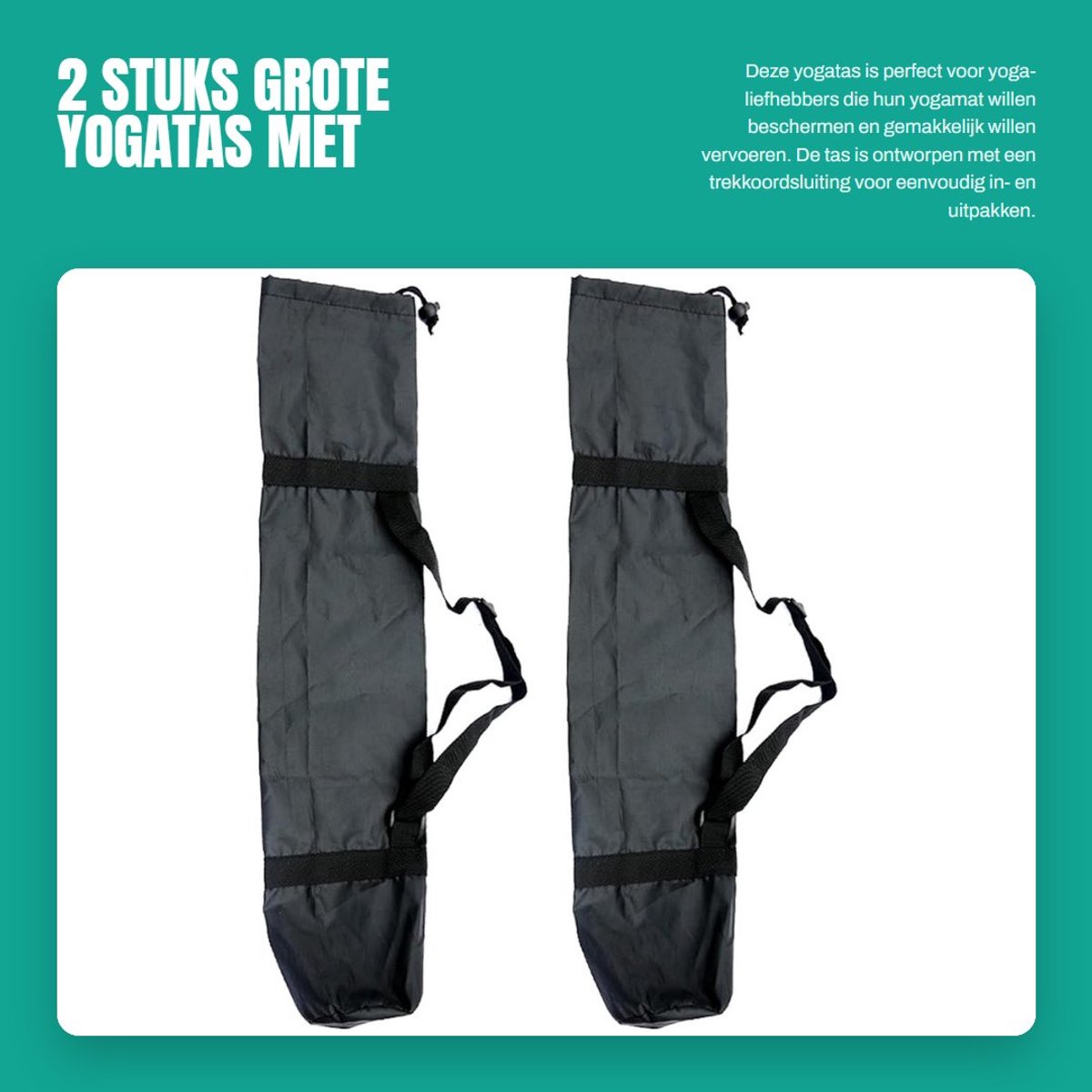 Dailygoods- Yogatas Groot - 2 Stuks - 210D Oxford-weefsel - Waterdicht - Trekkoord - Lichtgewicht 68 g - Sporttas