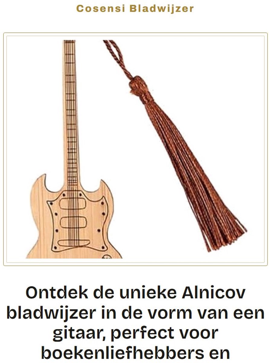 Dailygoods- Bladwijzer Gitaarvorm Bamboe - Vintage Boekmarker - Gepersonaliseerd Geschenk - Decoratie - Relatiegeschenk - Hoge Kwaliteit