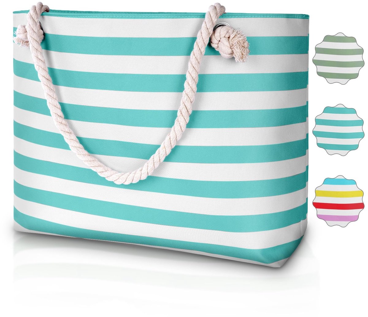 Dailygoods- Strandtas Grote Capaciteit - Multifunctionele Strandtas - Canvas Boodschappentas - Schoudertas - Vakantietas - Geschikt voor 3-4 Personen