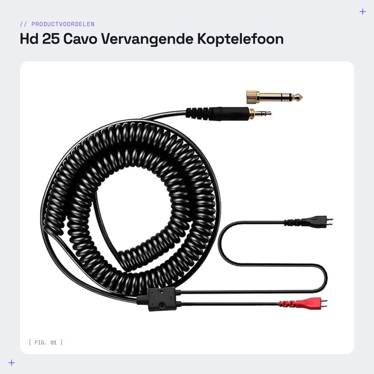 Dailygoods - Hd 25 Cavo - Vervangende Koptelefoon Kabel - Flexibel en Duurzaam - 14,2 x 12,2 x 3 cm - Geschikt voor HD25/560/540/480/430
