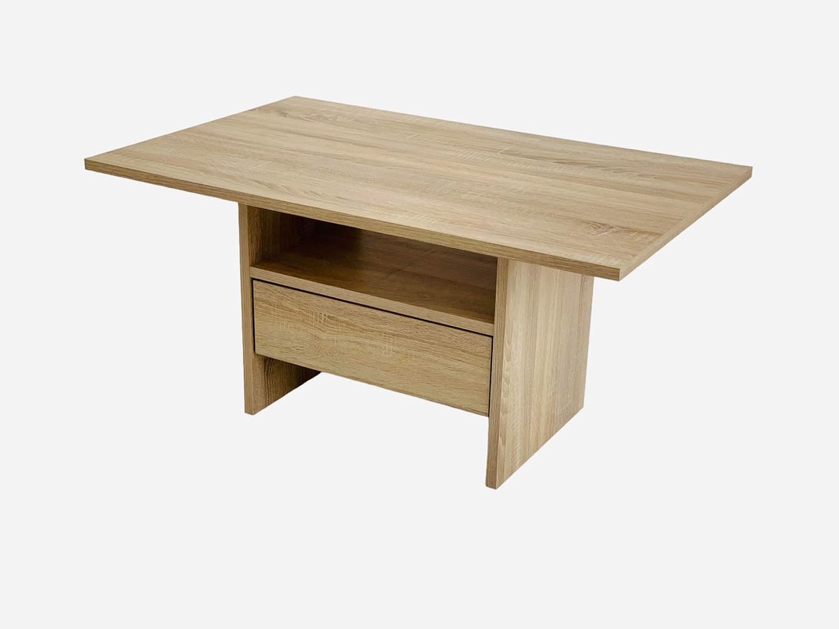 Salontafel met Lade - Koffietafel Opbergruimte - Woonkamer Inrichten - Sonoma Eiken Look - 90 x 57 cm - Naturel